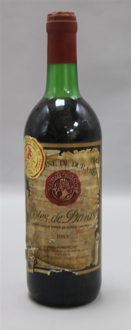 twenty bottles of Domaine de Durand, Cotes de Duras, 1983(18) & 1982(2) and four bottles of Duc de Berticot, 1985.